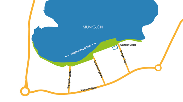 Illustrerad karta över området där Upptäck Skeppsbron kommer hålla till. 